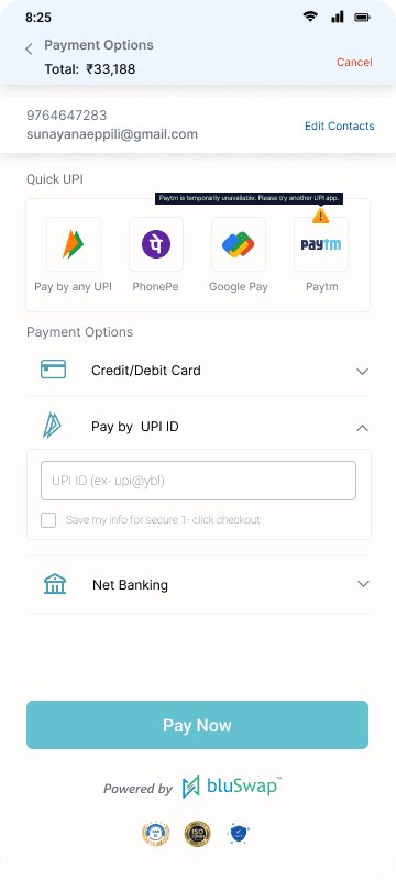 Mobile Checkout Interface